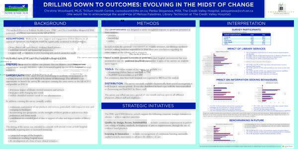 DRILLING DOWN TO OUTCOMES: EVOLVING IN THE MIDST OF CHANGE Christina Woodward, MLIS, Trillium Health Centre, [removed]; Penka Stoyanova, MISt, The Credit Valley Hospital, [removed] (We would like to 