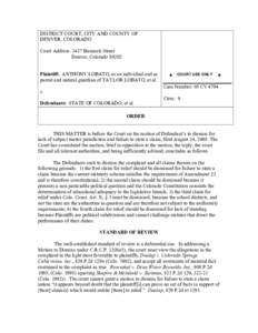 Microsoft Word - 05cv4794  Lobato v  State of Colorado 12b order.doc