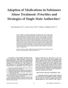 Rieckmann, Kovas & Rutkowski					  Adoption of Medications for Substance Abuse Treatment Adoption of Medications in Substance Abuse Treatment: Priorities and