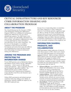 Critical Infrastructure and Key Resources Cyber Information Sharing and Colloboration Program