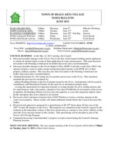 TOWN OF BEAUX ARTS VILLAGE TOWN BULLETIN JUNE 2013 *******************************************************************************************  WABA BOARD MTG.