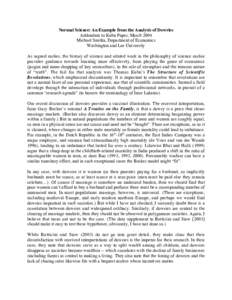 Normal Science: An Example from the Analysis of Dowries Addendum to Kuhn Paper, March 2004 Michael Smitka, Department of Economics Washington and Lee University As argued earlier, the history of science and related work 