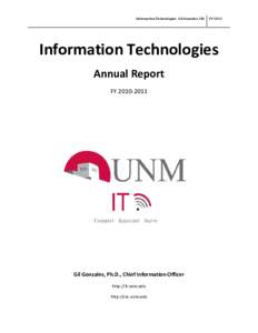 Information Technologies Gil Gonzales, CIO  FY 2011 Information Technologies Annual Report
