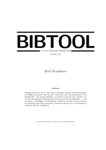 BIBTOOL A Tool to Manipulate BibTEX Files Version 2.41 Gerd Neugebauer