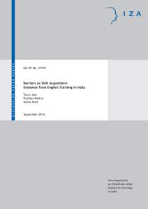 Barriers to Skill Acquisition: Evidence from English Training in India