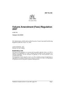 2007 No 263  New South Wales Valuers Amendment (Fees) Regulation 2007