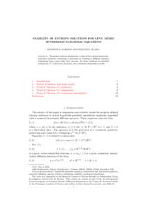 ´ STABILITY OF ENTROPY SOLUTIONS FOR LEVY MIXED HYPERBOLIC-PARABOLIC EQUATIONS ¨ KENNETH H. KARLSEN AND SULEYMAN