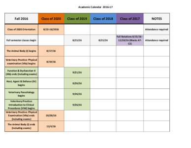 Academic Calendar[removed]Fall 2016 Class of 2020