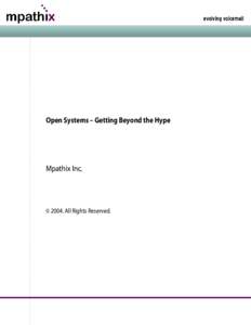 evolving voicemail  Open Systems – Getting Beyond the Hype Mpathix Inc.