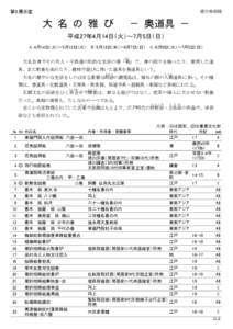 徳川美術館  第５展示室 大 名 の 雅 び 　－ 奥道具 － 平成27年4月14日(火)～7月5日(日)