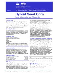 United States Department of Agriculture Risk Management Agency January[removed]COMMODITY INSURANCE FACT SHEET