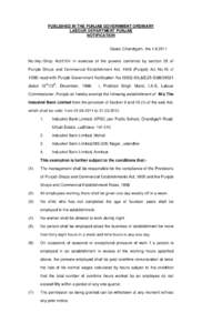 PUBLISHED IN THE PUNJAB GOVERNMENT ORDINARY LABOUR DEPARTMENT PUNJAB NOTIFICATION Dated, Chandigarh, the[removed]No.Imp./Shop Act/2104 In exercise of the powers conferred by section 28 of