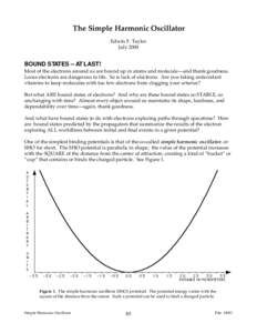 The Simple Harmonic Oscillator Edwin F. Taylor July 2000 BOUND STATES -- AT LAST! Most of the electrons around us are bound up in atoms and molecule—and thank goodness.