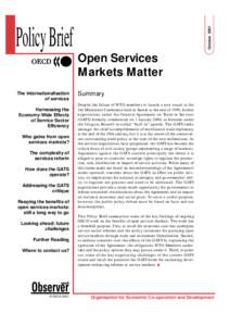 October[removed]Policy Brief Open Services Markets Matter The internationalisation