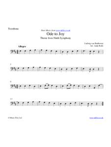 Trombone  Sheet Music from www.mfiles.co.uk Ode to Joy Theme from Ninth Symphony