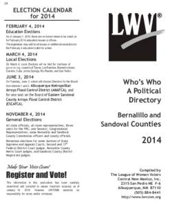 24  1 ELECTION CALENDAR for 2014