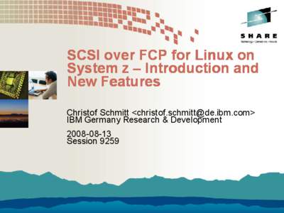 SCSI o ver FCP for L ov Liinux on System z – IIn ntrodu