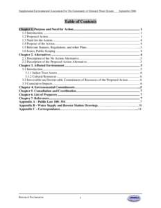 Supplemental Environmental Assessment For The Community of Chimayó Water System  September 2006 Table of Contents Chapter 1. Purpose and Need for Action...................................................................