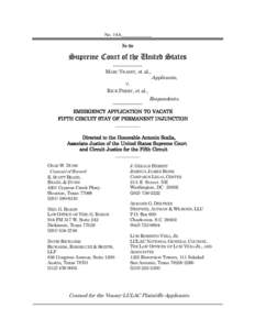 No. 14A In the Supreme Court of the United States MARC VEASEY, et al., V.