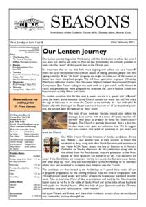 SEASONS Newsletter of the Catholic Parish of St. Thomas More, Mount Eliza 22nd February[removed]First Sunday of Lent Year B