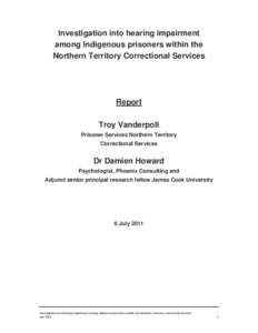 Microsoft Word - Hearing loss among Indigenous inmates in the NT FINAL 7 July 2011.docx