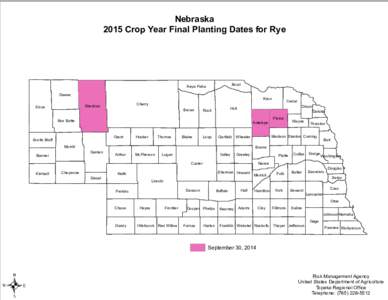 Nebraska 2015 Crop Year Final Planting Dates for Rye Boyd  Keya Paha