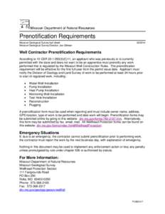 Prenotification Requirements Missouri Geological Survey fact sheet Missouri Geological Survey Director: Joe Gillman[removed]