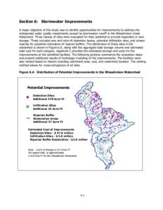 Section 6: Stormwater Improvements A major objective of this study was to identify opportunities for improvements to address the widespread water quality impairments caused by stormwater runoff in the Wissahickon Creek W