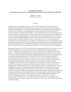 “A Plundered Province: Steamboat Commerce and Vanishing Property within the Inland River West, ” Matthew A. Axtell Princeton University  Abstract