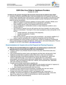 CDPH Zika Virus FAQs for Healthcare Providers