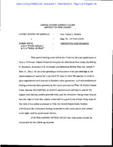 Case 2:14-mj[removed]CLW Document 7 Filed[removed]Page 1 of 3 PageID: 20  UNITED STATES DISTRICT COURT DISTRICT OF NEW JERSEY UNITED STATES OF AMERICA