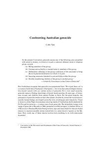 Confronting Australian genocide Colin Tatz