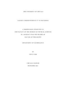 THE UNIVERSITY OF CHICAGO  LAZARD CORRESPONDENCE UP TO ISOCLINISM A DISSERTATION SUBMITTED TO THE FACULTY OF THE DIVISION OF PHYSICAL SCIENCES