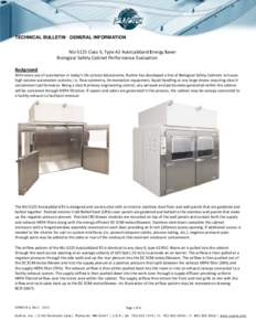 TECHNICAL BULLETIN : GENERAL INFORMATION  NU-S125 Class II, Type A2 AutoLabGard Energy Saver Biological Safety Cabinet Performance Evaluation Background