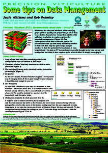 P R E C I S I O N  V I T I C U LT U R E Some tips on Data Management Susie Williams and Rob Bramley