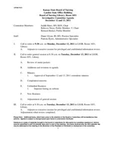 APPROVED  Kansas State Board of Nursing Landon State Office Building Board of Nursing Library, Room 1051 Investigative Committee Agenda