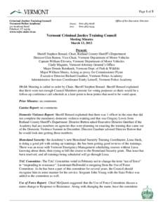 Page 1 of 5 Criminal Justice Training Council Vermont Police Academy 317 Academy Road Pittsford, VT[removed]www.vcjtc.state.vt.us