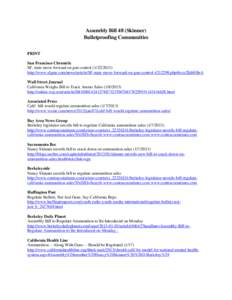 Assembly Bill 48 (Skinner) Bulletproofing Communities PRINT San Francisco Chronicle SF, state move forward on gun control[removed]http://www.sfgate.com/news/article/SF-state-move-forward-on-gun-control[removed]php#ix