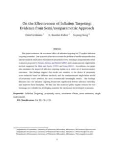 On the Effectiveness of Inflation Targeting: Evidence from Semi/nonparametric Approach Omid Ardakani † N. Kundan Kishor ‡