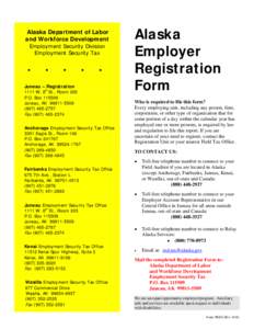 Alaska Department of Labor and Workforce Development Employment Security Division Employment Security Tax 