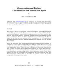 Miscegenation and Racism: Afro-Mexicans in Colonial New Spain by