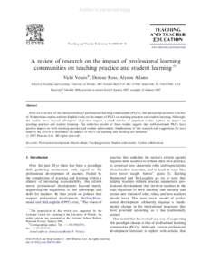 A Review of Research on the Impact of Professional Learning Communities on Teaching Practice and Student Learning