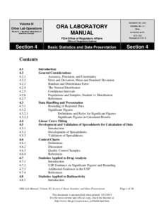 DOCUMENT NO.: III-04  Volume III Other Lab Operations Section 4 – Laboratory Applications of Statistical Concepts