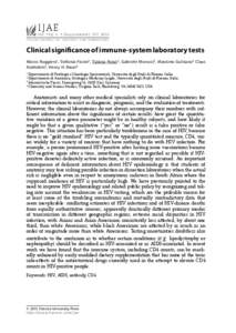 IJA E  Vo l . 116 , n . 1 (Su p p l e m e nt): 157, 2011 I TA L I A N J O U R N A L O F A N ATO M Y A N D EM B RYO LO G Y  clinical significance of immune-system laboratory tests