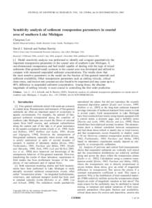 JOURNAL OF GEOPHYSICAL RESEARCH, VOL. 110, C03004, doi:[removed]2004JC002326, 2005  Sensitivity analysis of sediment resuspension parameters in coastal area of southern Lake Michigan Cheegwan Lee Battelle Memorial Institu