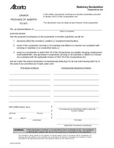 SA0122 - Statutory Declaration Cooperatives Act