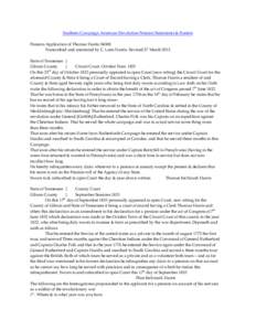 Southern Campaign American Revolution Pension Statements & Rosters Pension Application of Thomas Harris S4308 Transcribed and annotated by C. Leon Harris. Revised 27 March[removed]State of Tennessee } Gibson County }