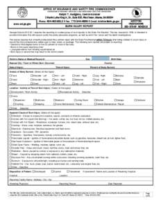 OFFICE OF INSURANCE AND SAFETY FIRE COMMISSIONER COMMISSIONER OF INSURANCE •INDUSTRIAL LOAN COMMISSIONER•SAFETY FIRE COMMISSIONER Ralph T. Hudgens, Commissioner  2 Martin Luther King Jr., Dr., Suite 920, West Tower, 