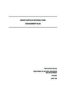 MOUNT BUFFALO NATIONAL PARK MANAGEMENT PLAN