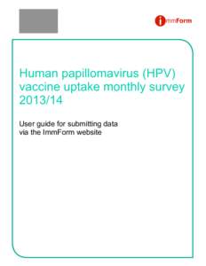 Human papillomavirus (HPV) vaccine uptake monthly annual survey[removed] | User guide